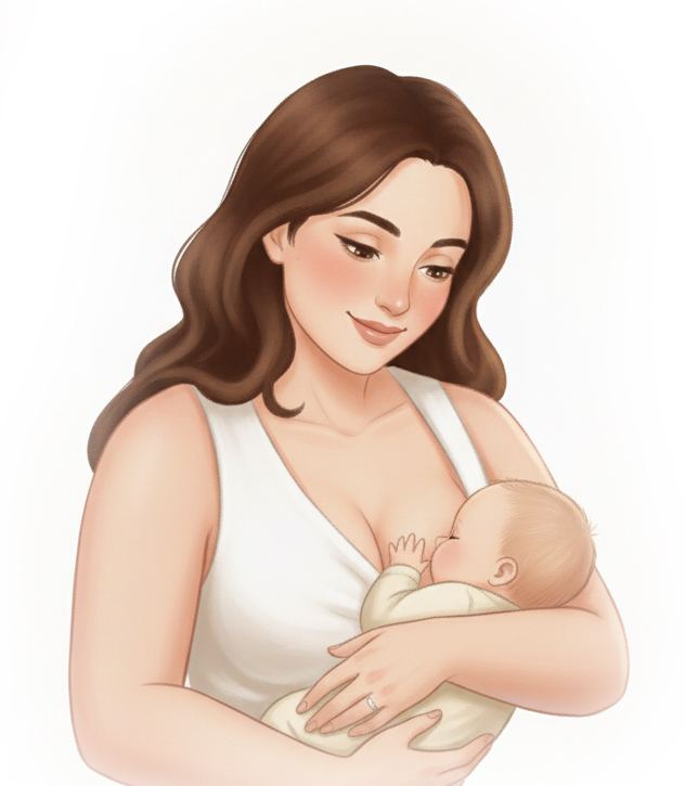 Kvinna som ammar en liten bebis