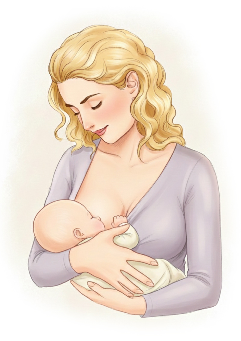 Kvinna som ammar en liten bebis