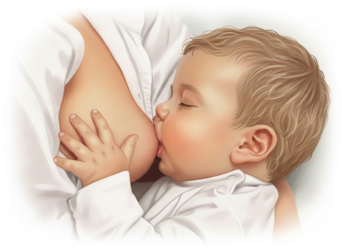 Liten pojke som ammar